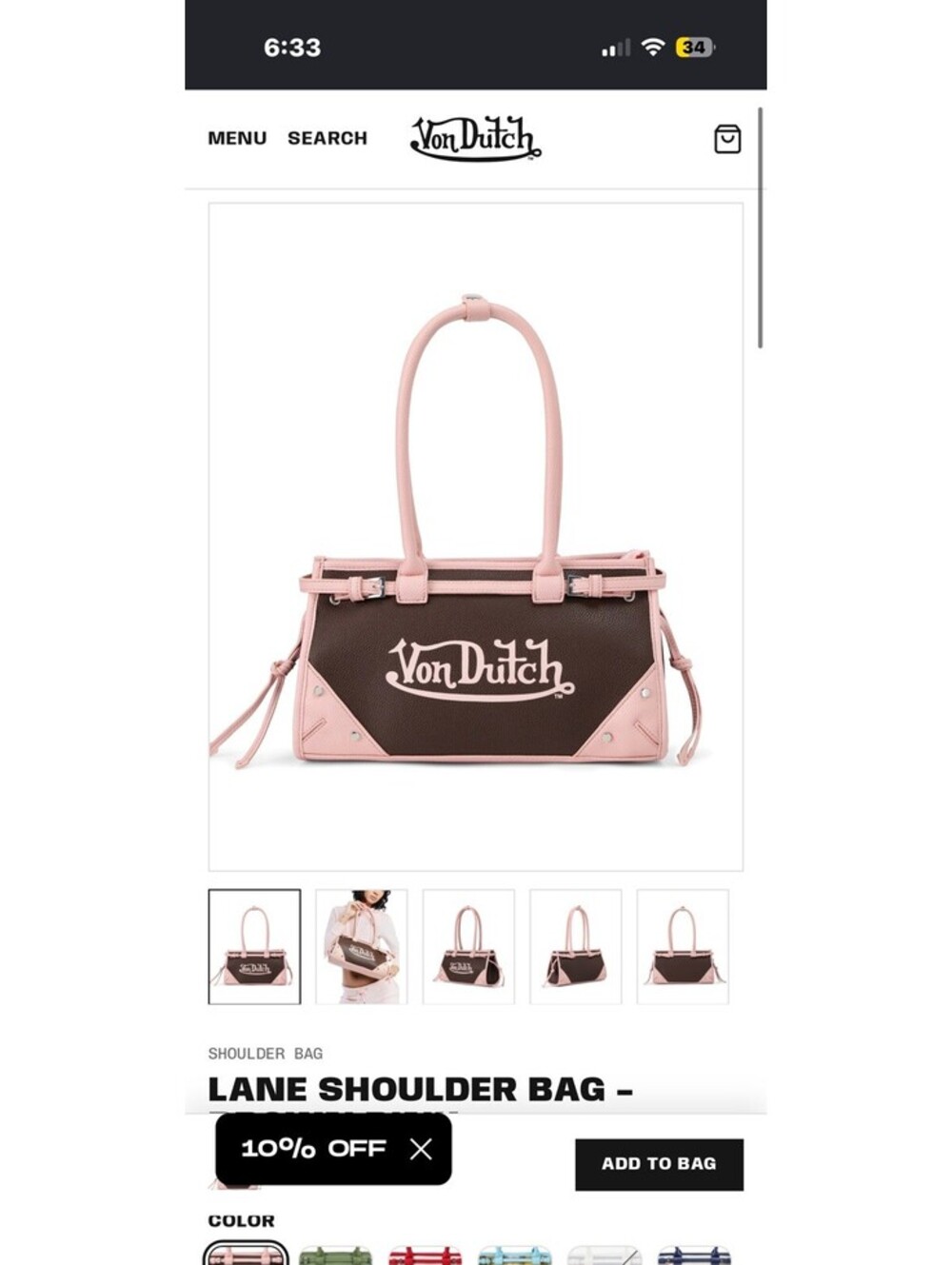 Von Dutch LANE SHOULDER BAG - BROWN PINK